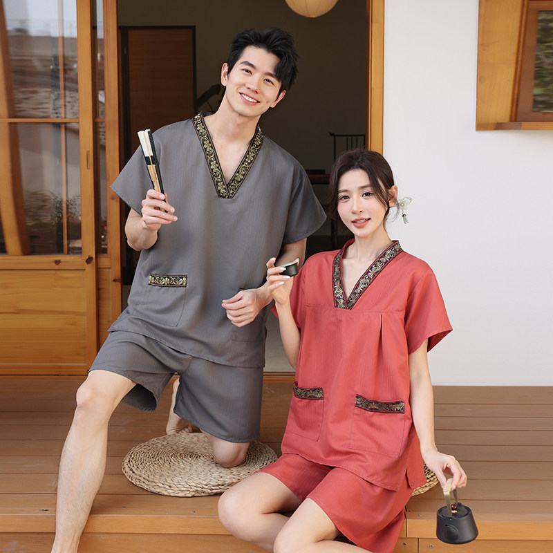 汗蒸服男洗浴服女情侣睡衣家居服足浴足疗服按摩桑拿短款熏蒸服,居家布艺,汗蒸服,淘宝优惠券,粉丝福利购,淘宝优惠卷