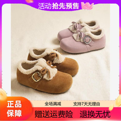 百丽2025冬季新款喵喵吐司勃肯鞋内增高加绒棉鞋雪地靴子B2829DM5