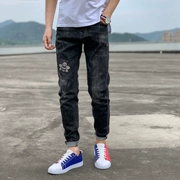 Quần jeans nam 9 điểm thon gọn 2019 thu đông mới in Hàn Quốc quần âu nam thông thường - Quần jean