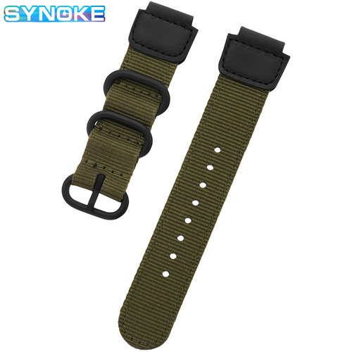 SYNOKE尼龙三环表带20MM军绿黑色