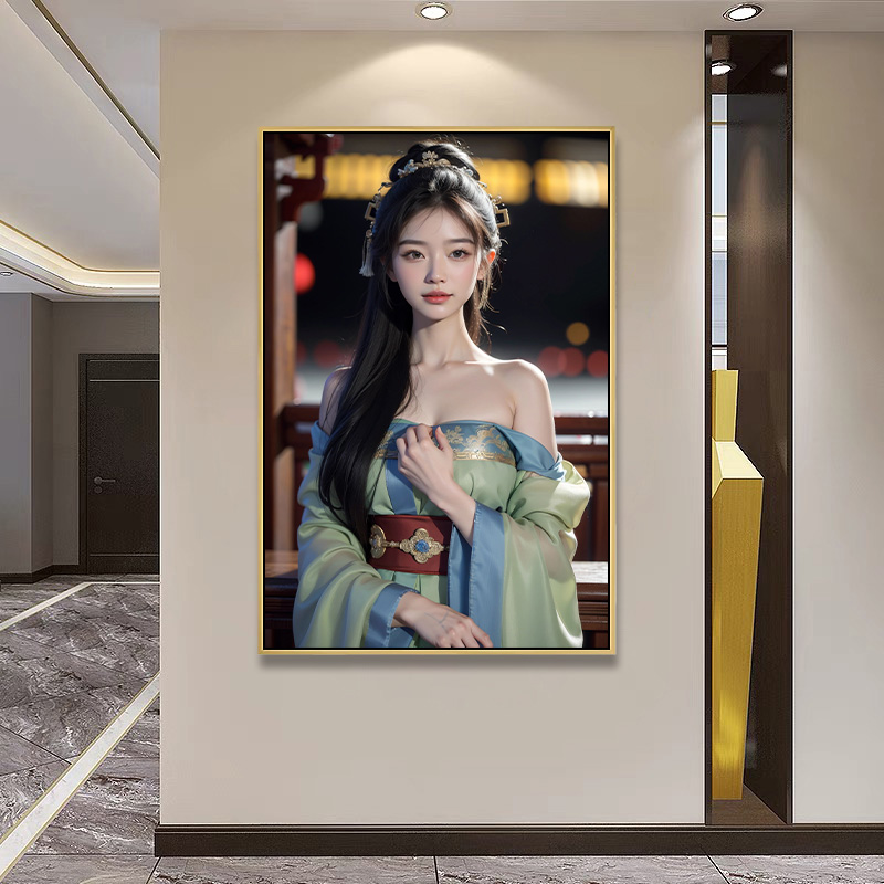 中国风人物挂画美女少女AI装饰画