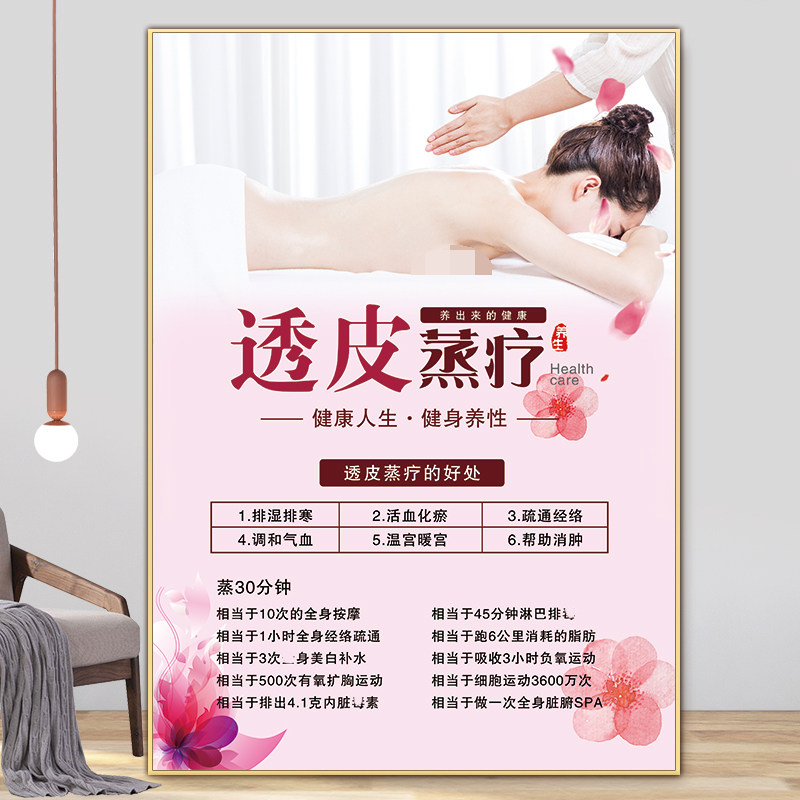 透皮蒸疗海报艾灸宣传图片坐浴挂画养生馆装饰画壁画中药熏蒸广告
