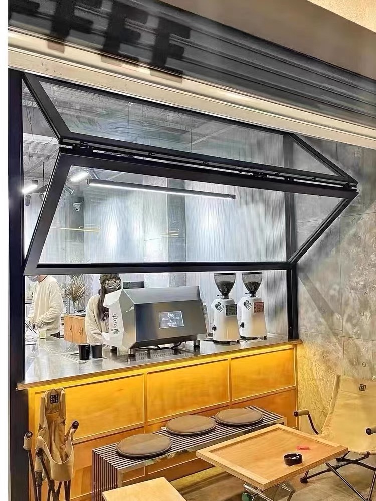 深圳香港上下折叠窗提拉上翻窗网红奶茶店咖啡店铝合金吧台窗户