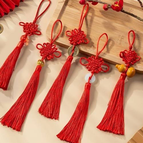 年宵福桶插花配件植绒灯笼中国节盆景挂件喜庆材料个人diy材料件