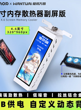 ZZJMOD极讯万图内存条散热器副屏版4.6英寸USB三风扇铝合金监控屏