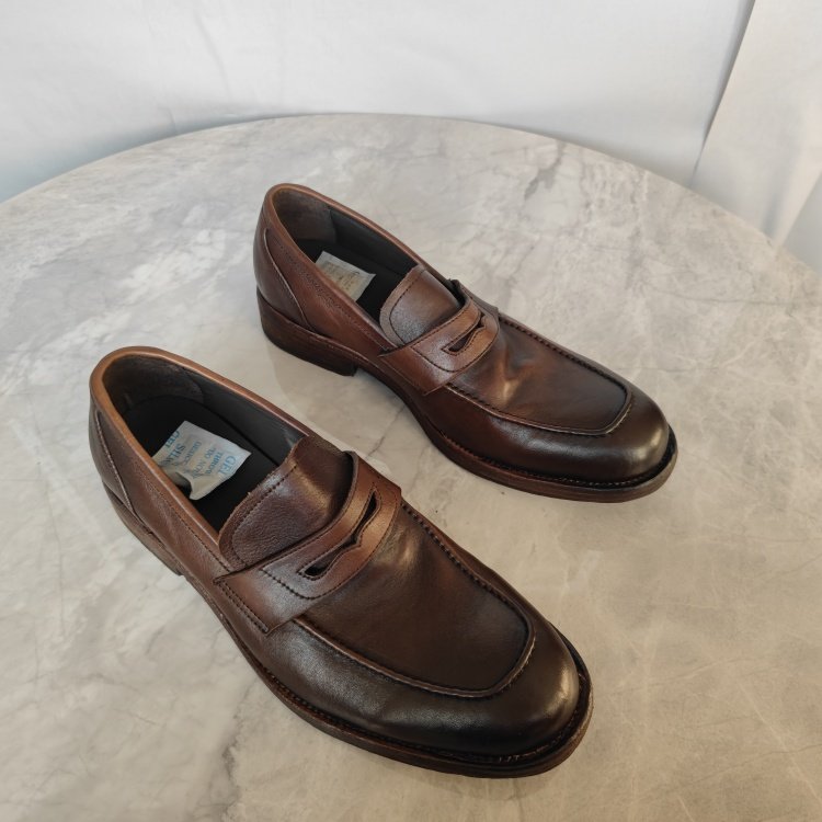 撤柜头层牛皮固特异缝制皮底春秋商务正装高级一脚蹬乐福套脚男鞋