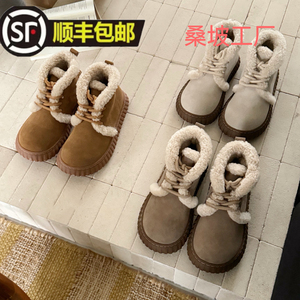 河南桑坡隆丰A级2024冬新款女小马丁一鞋2穿送猫眼皮毛一体雪地靴