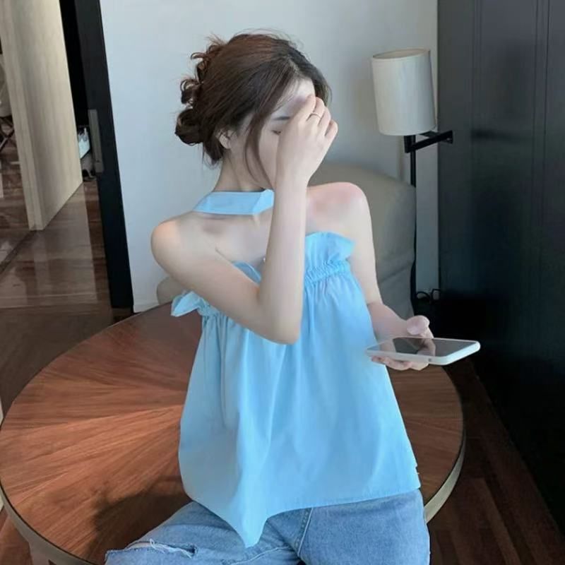 一字肩上衣高级感女2025夏季新款设计感小众木耳边吊带背心女外穿