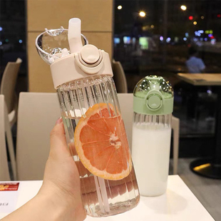 高颜值耐热玻璃杯带吸管杯子产妇孕妇专用水杯女夏季 ins风情侣杯