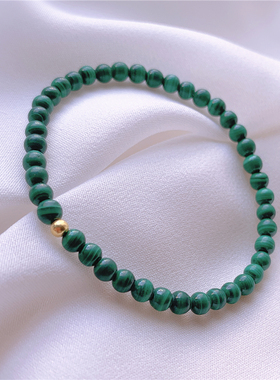 原创天然孔雀石单圈百搭款手串