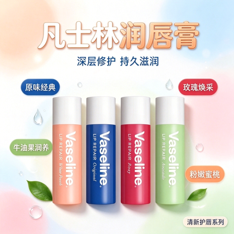 Vaseline凡士林滋养修护润唇膏滋润保湿修护缓解唇部干裂男女学生