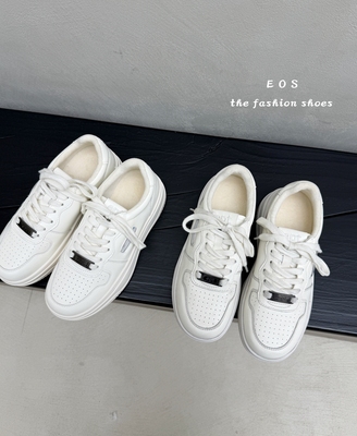 真皮小白鞋冬季新款加棉舒适韩版圆头系带休闲运动板鞋V25220-1