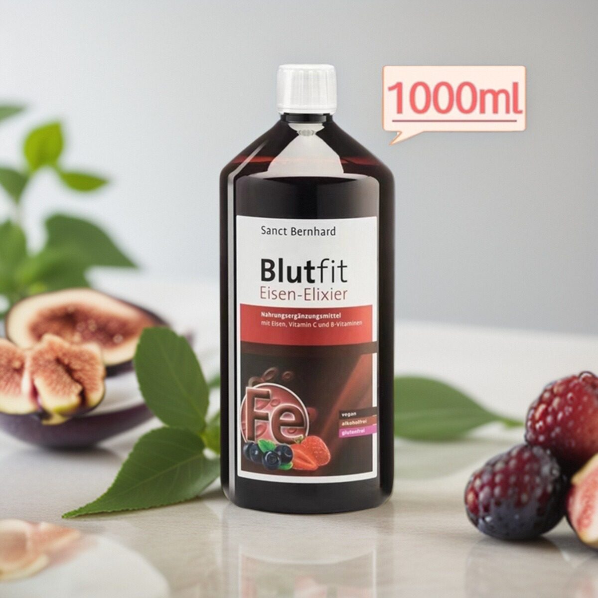 现货秒发 德国原装Sanct Bernhard水果味补铁气血口服液 1000ml