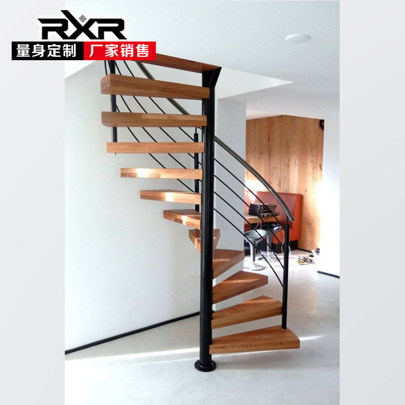 RXR加厚稳固旋转楼梯螺旋室内复式跃层阁楼别墅实木踏板加粗加厚