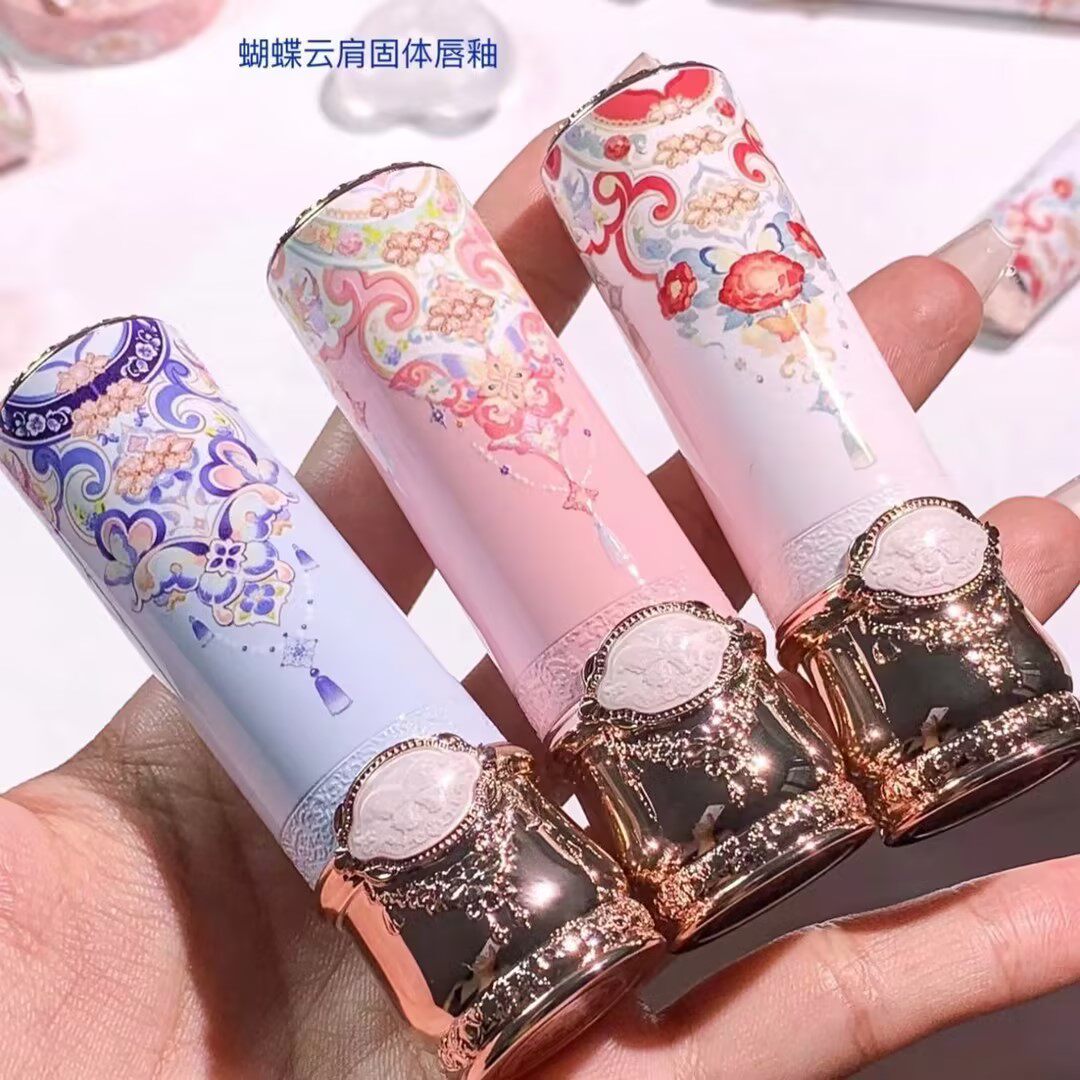 瑕疵特价花知晓蝴蝶云肩固体唇釉唇蜜成膜镜面新品不易沾杯