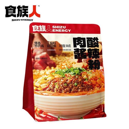 食族人新品爆香炸肉酱酸辣粉306g7包料宿舍寝室方便面湿粉