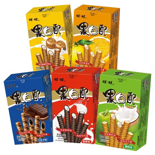 临期旺旺黑白配56g夹心卷蛋卷休闲膨化好吃的饼干零食小吃包邮