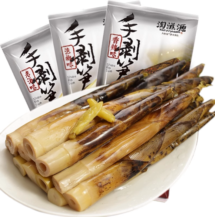 临期淘滋源手剥笋230g开袋即食酸笋竹笋网红手拨扒香辣笋尖泡椒