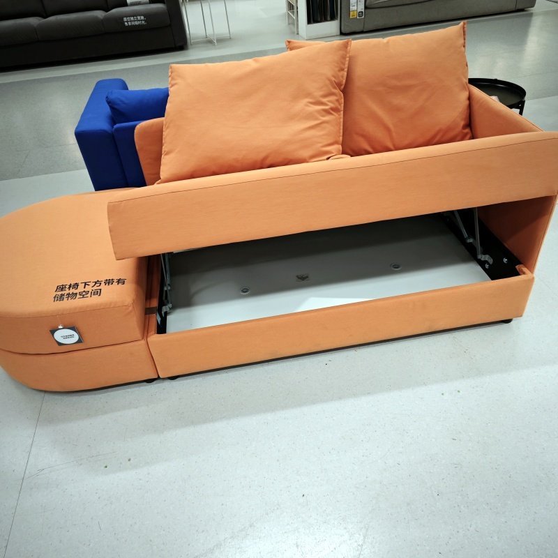 宜家代购林道克拉双人沙发床布艺带储物空间沙发床客厅沙发多功能