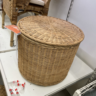 宜家代购托克宁带储物矮凳手工制作圆形储物筐收纳凳门厅换鞋凳