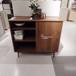 宜家代购拉曼斯柜子褐色胡桃木纹客厅收纳柜储物柜餐边柜置物柜