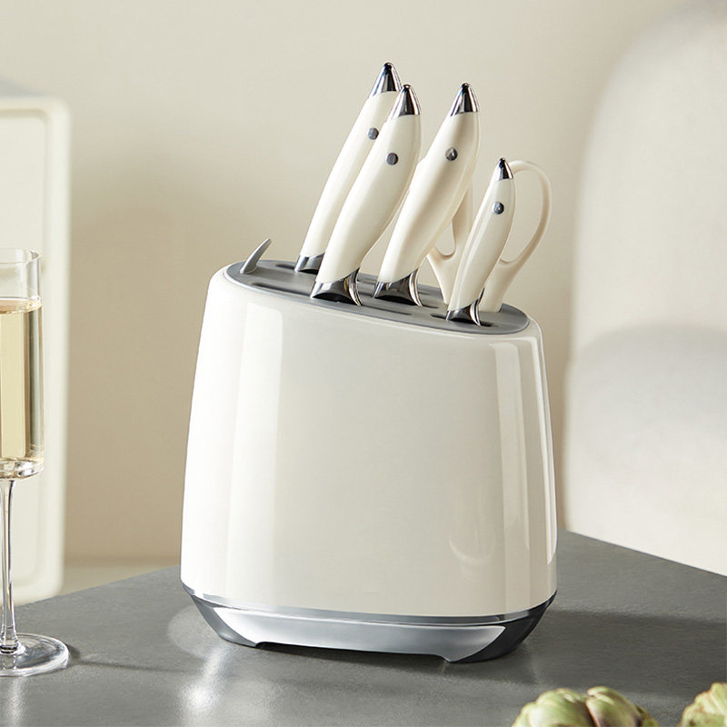 德国月光白色钢材不锈钢刀具厨房套装组合菜刀家用切菜板砧板刀架