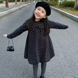 女童打底连衣裙新款秋冬套装碎花2026森系亲子花苞长袖无袖秋冬裙