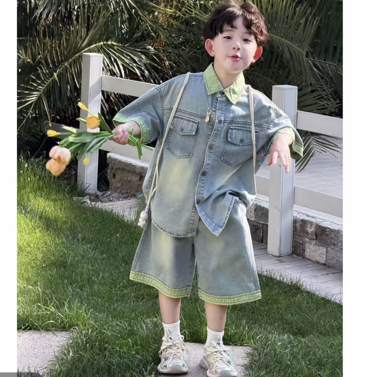 男童牛仔套装2026新款儿童装夏季男孩牛仔短袖两件套夏款衣服韩版