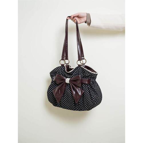 复古vintage波点蝴蝶结单肩托特包中古日系复古文艺简约包