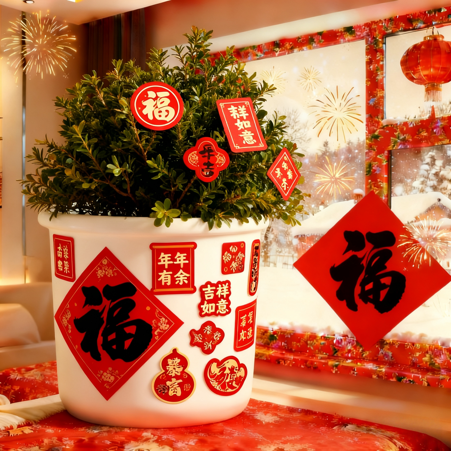 新年喜庆店铺小福字贴纸新居布置图片