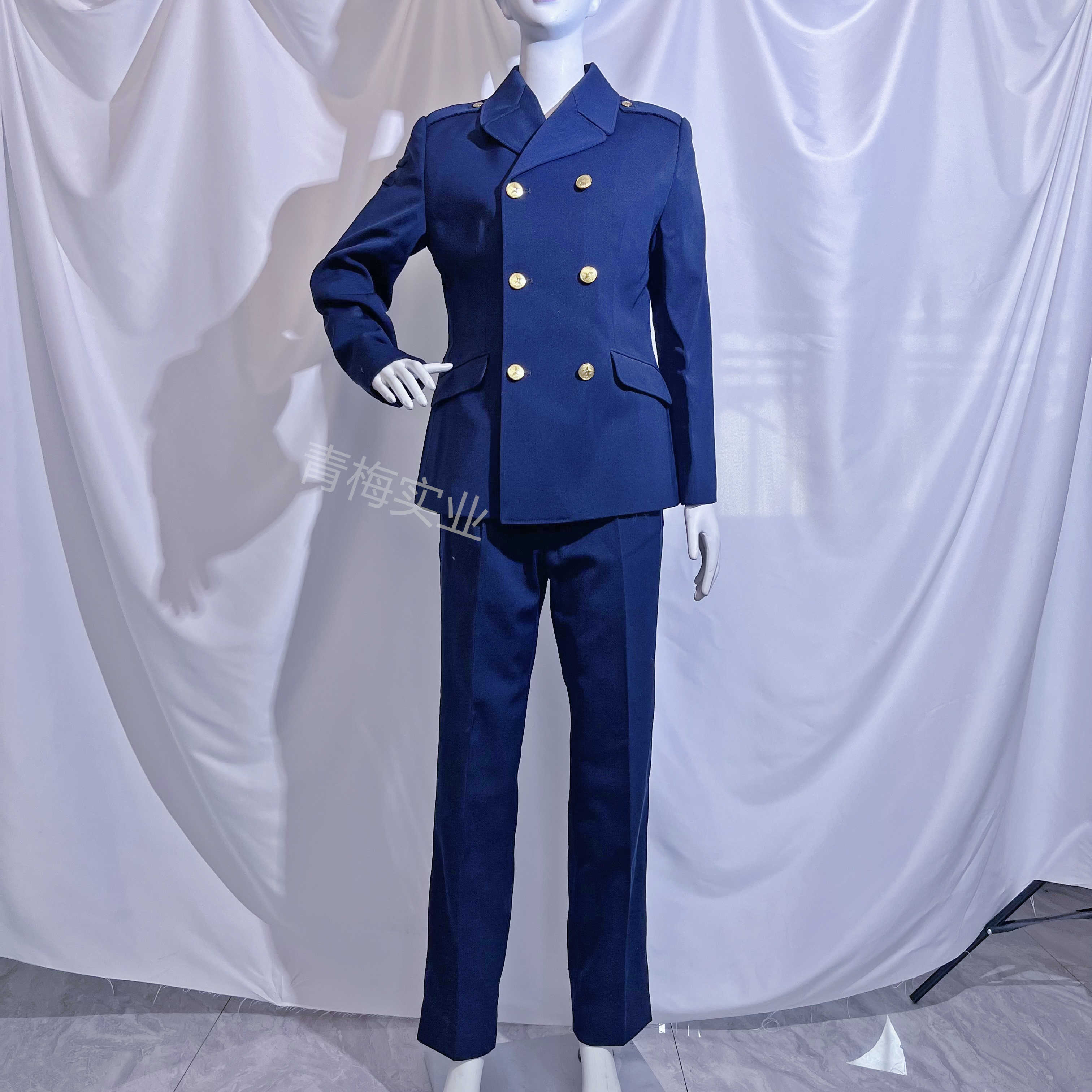 海蓝女款正品马裤呢套装毛料老式怀旧马裤呢西服八七套装