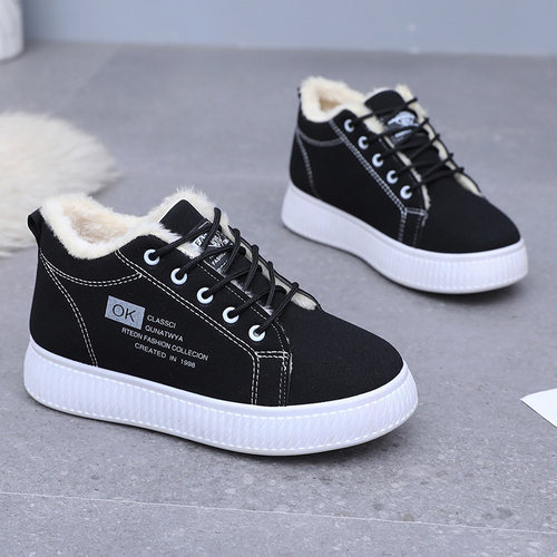 加绒加厚保暖棉鞋女皮面休闲防水防滑舒适冬季厚底学生户外雪地靴