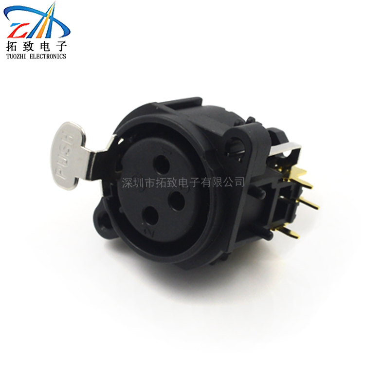 厂家直销三孔卡侬插座90度弯脚插板TZ3-04FP舞台音响设备连接器