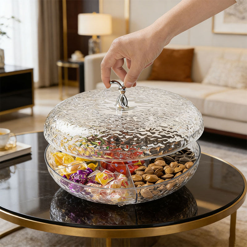 高颜值干果盘轻奢密封坚果零食糖果盘新款过年家用客厅茶几水果盘