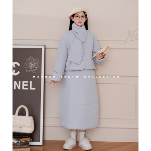 秋冬新品 猫单 孕期穿搭孕妇套装 娜娜 加厚上衣半裙 落雪白塔