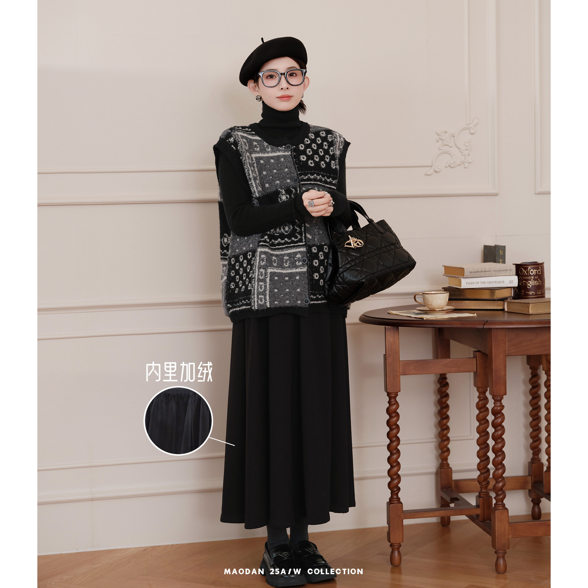 猫单【山本公路】娜娜的孕期穿搭孕妇装冬季新品气质马甲加绒半裙