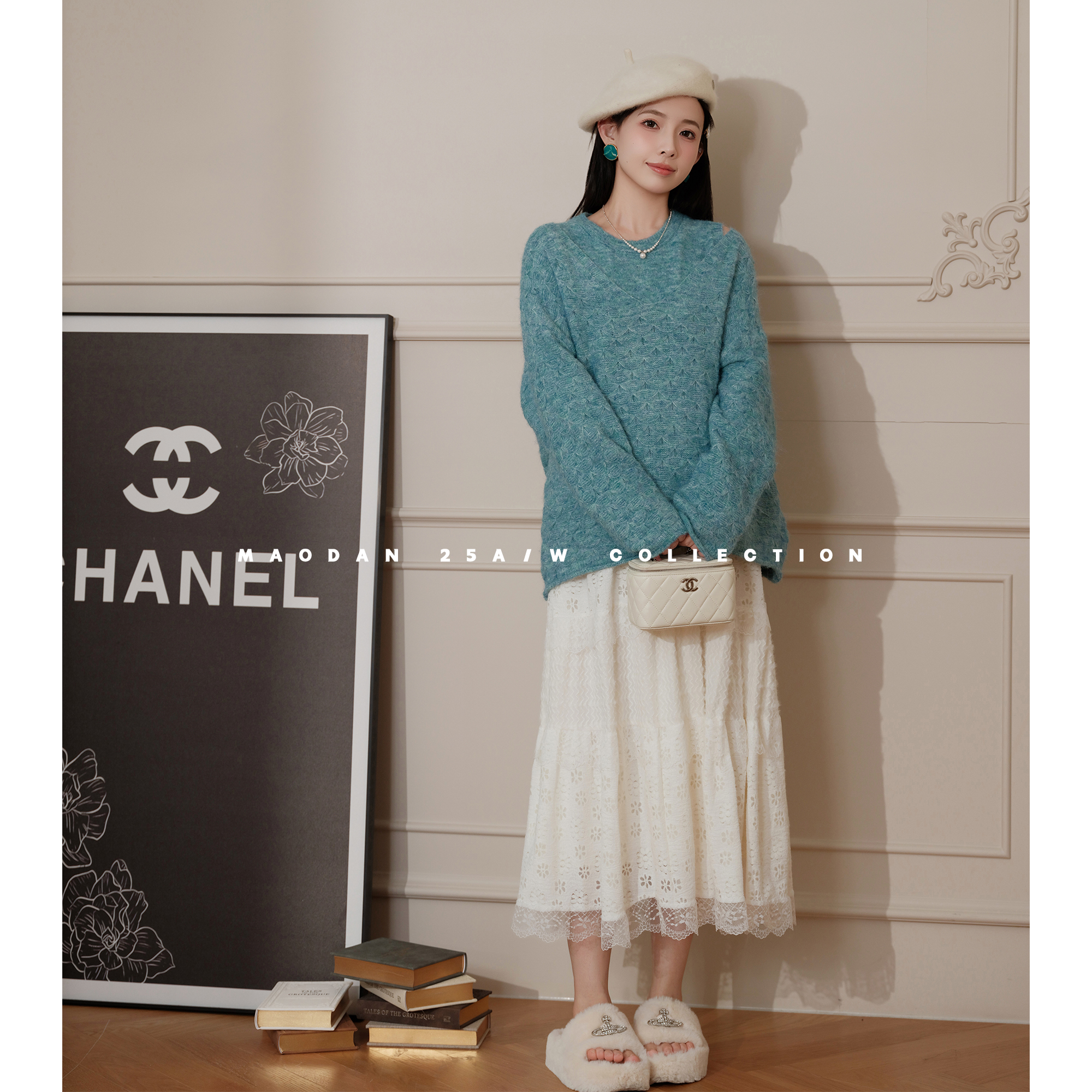 猫单【水蓝莉丝】娜娜的孕期穿搭孕妇装秋季新品背心蕾丝裙三件套