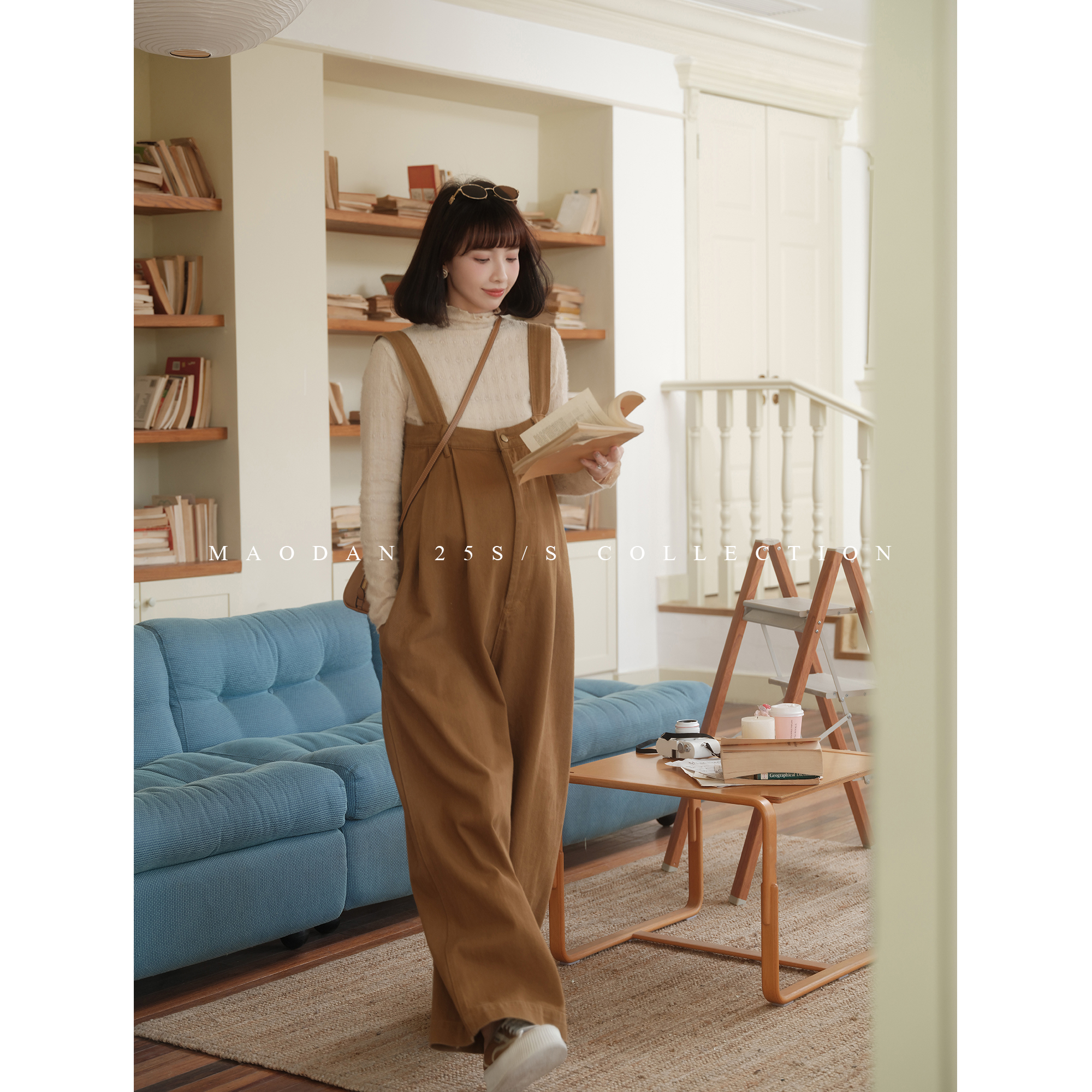 猫单【约克腔调】娜娜的孕期穿搭孕妇装2025新款背带裤高腰遮孕肚