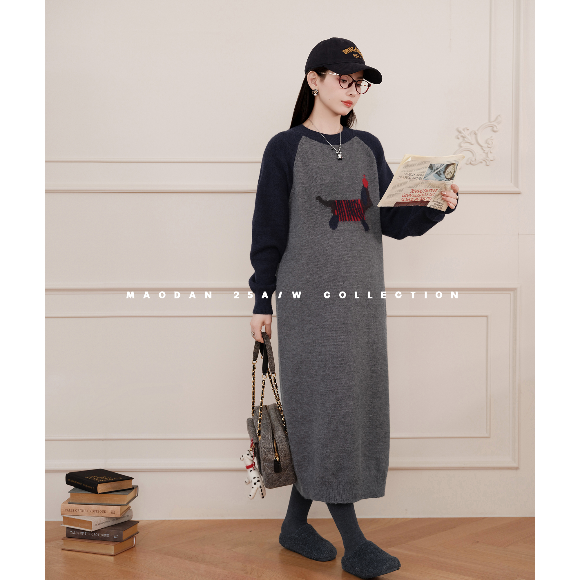 猫单【腊肠小汪】娜娜的孕期穿搭孕妇装冬季时尚洋气中长款连衣裙