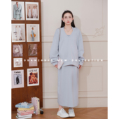 娜娜 棉 孕期穿搭孕妇套装 春装 挂脖裙 猫单 新罩衫 轻盐美式