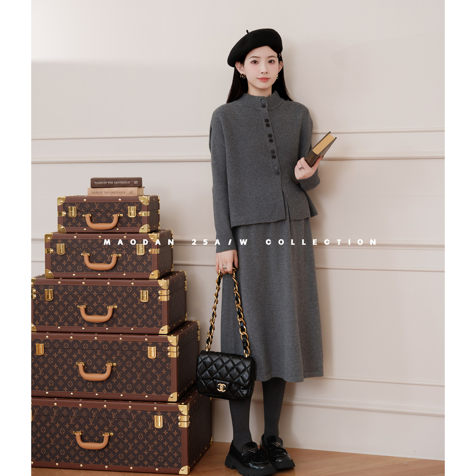 猫单【迷雾奥伦】娜娜的孕期穿搭孕妇套装秋冬新品气质针织连衣裙