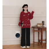 水星环游 新品 娜娜 猫单 孕期穿搭孕妇装 冬季 休闲毛衣加绒裤 子