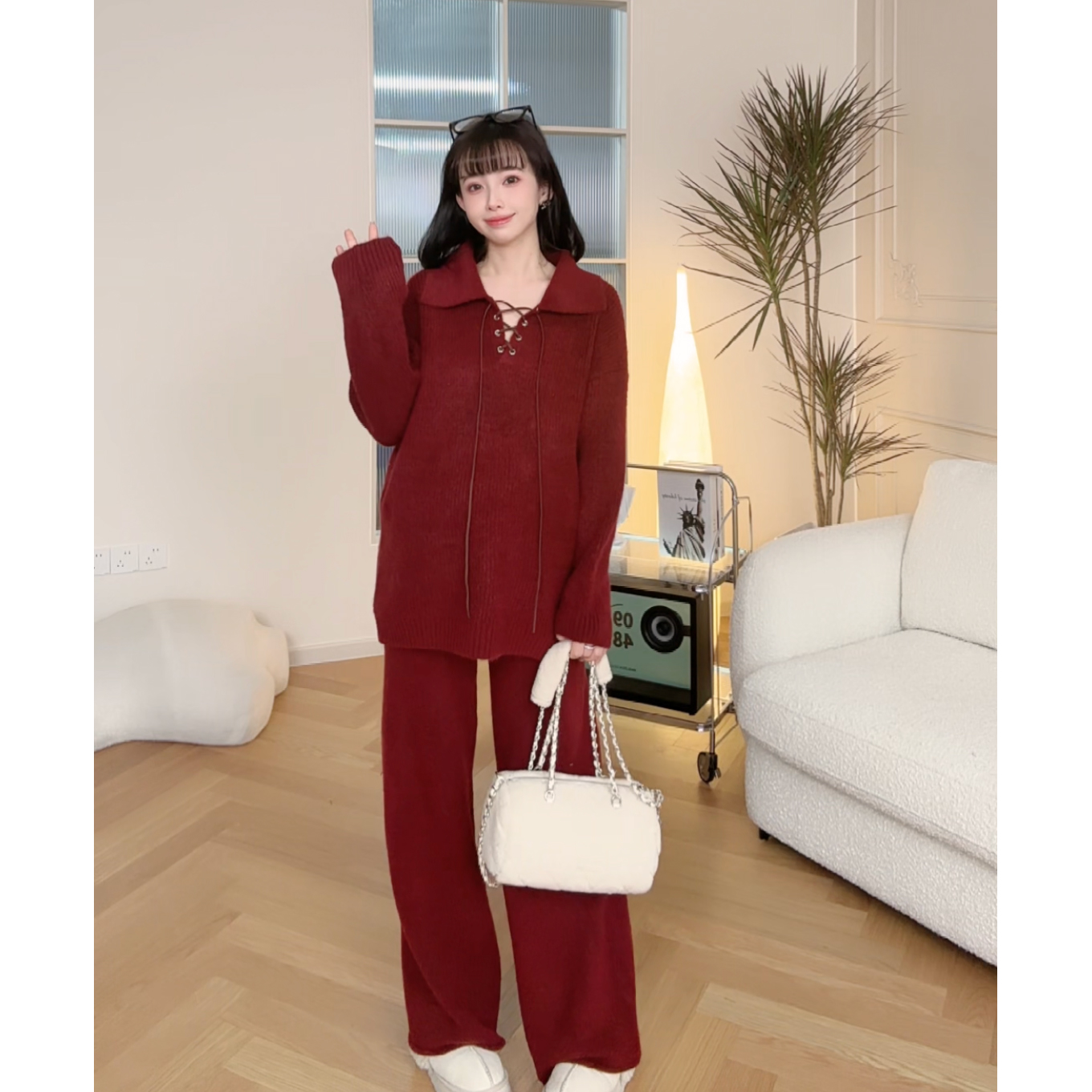 娜娜的孕期穿搭针织裤子两件套