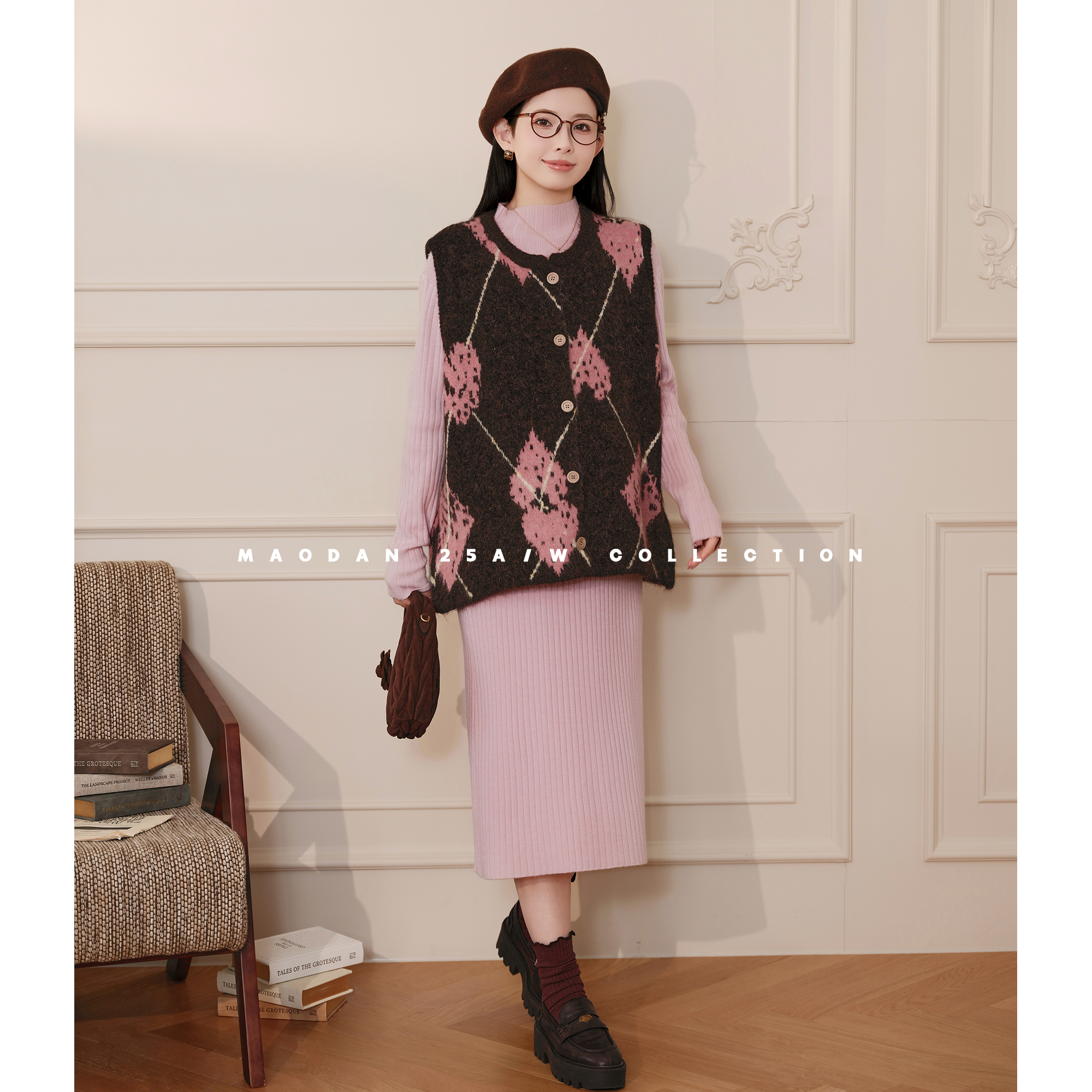 猫单【粉漾心情】【羊毛】娜娜的孕期穿搭孕妇装秋季新品马甲套装