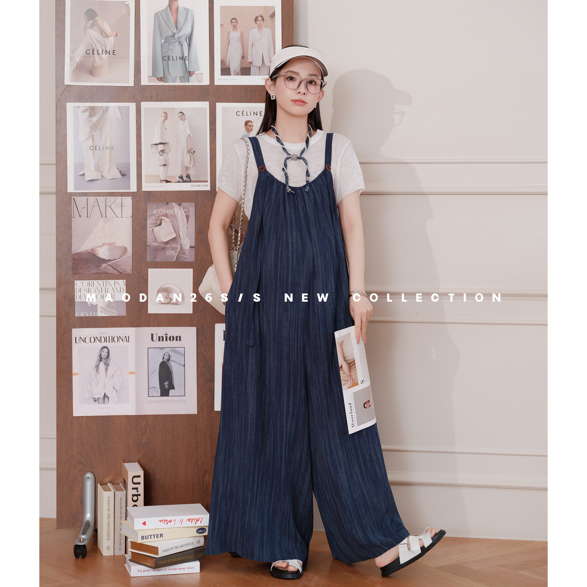 猫单【莫兰画家】孕妇装夏季新品时尚显瘦气质上衣背带裤两件套装图片