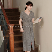 孕期穿搭孕妇连衣裙夏季 娜娜 可哺乳开叉裙子 气质比弗利 猫单