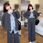 格雷街拍 子套装 娜娜 可哺乳上衣裤 秋冬新款 孕期穿搭孕妇装