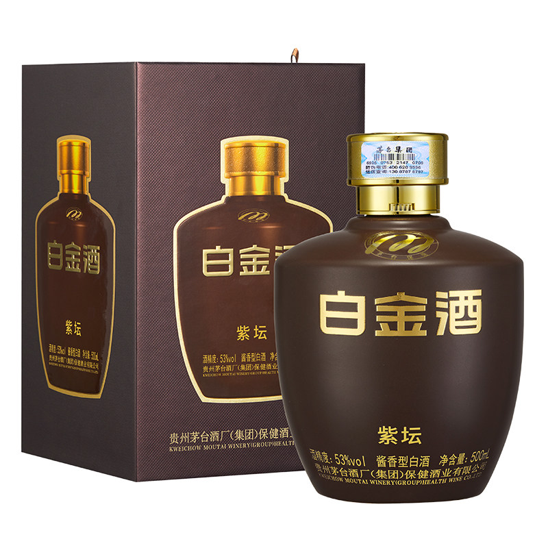 贵州白金酒纯粮食酒酱香型白酒53度紫坛500ml*1坛 白金酱酒