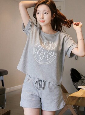 Summer women's pajamas cotton home wear students short sleev