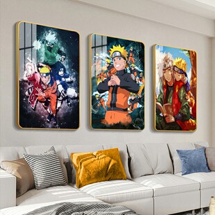 火影忍者海报挂画全家福卧室二次元动漫装饰画客厅壁画儿童房有框